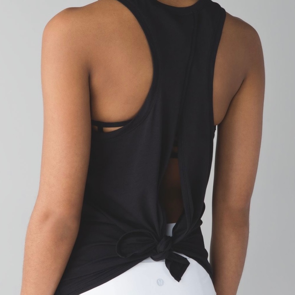 Lululemon All Tied Up Tank Black Prima Cotton Sleeveless Tee Shirt size 6